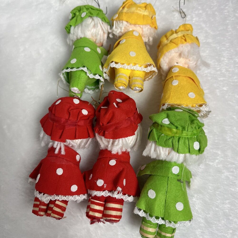 Vintage Christmas Ornaments Small Girl Dolls Styrofoam‎ Cottagecore Retro Decor - Picture 5 of 10